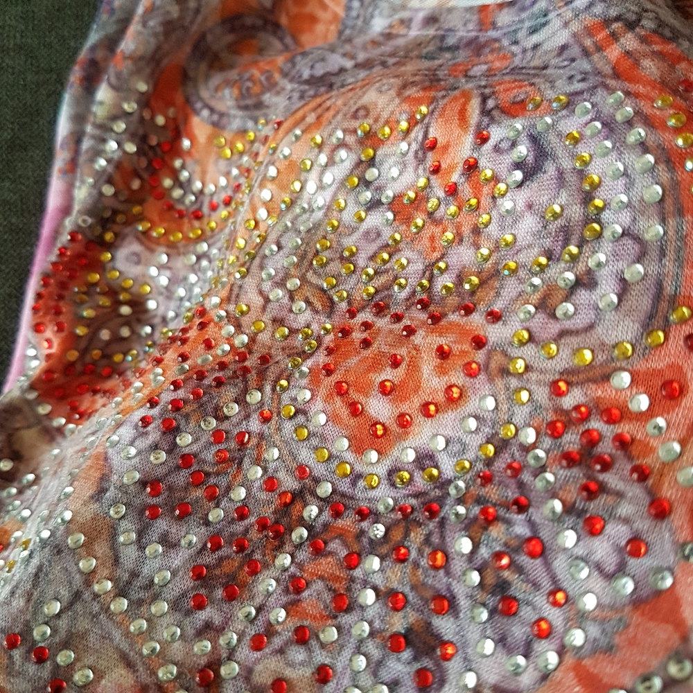 Embellished Colorful Tie-dyed Racerback Tank Top from Italy - Picture 13 of 17